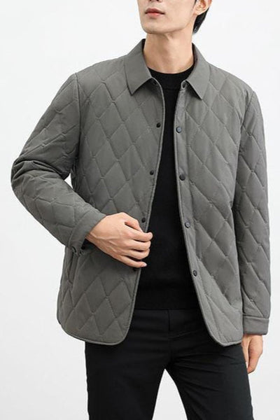 Casual gewatteerde winterjas voor heren met gestikte look