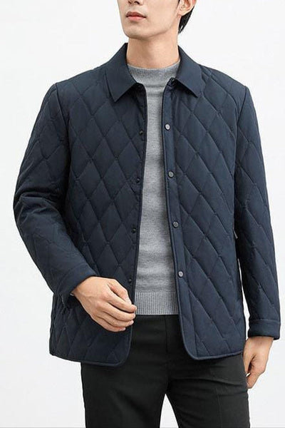 Casual gewatteerde winterjas voor heren met gestikte look