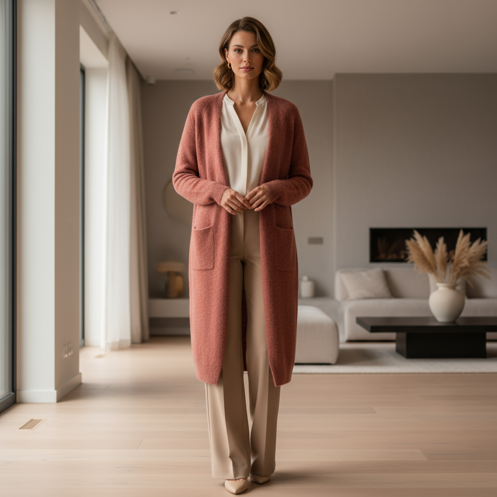 Gilet pour dames | Devant ouvert, modèle long