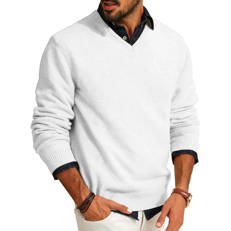Heren Trui met V-Hals | Casual Pullover over Overhemd