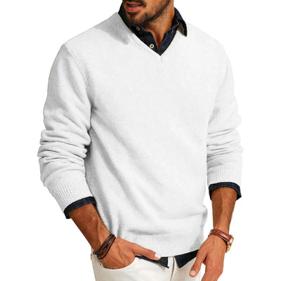 Heren Trui met V-Hals | Casual Pullover over Overhemd
