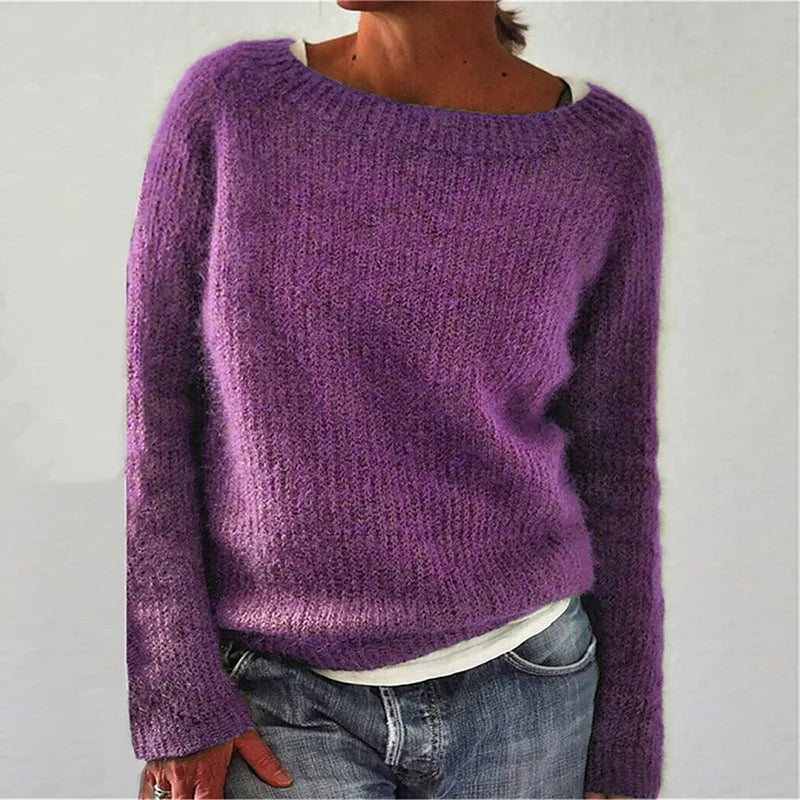 Pull pour dames | Pull en tricot avec col rond et texture