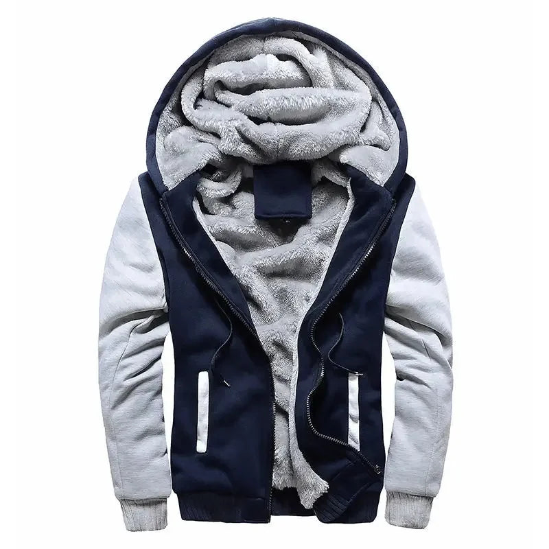Heren fleece gewatteerde jas met capuchon