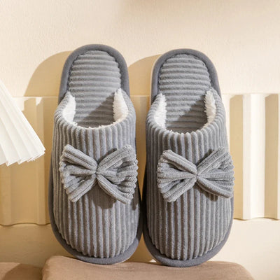 Warme pantoffels voor dames met strikdetail
