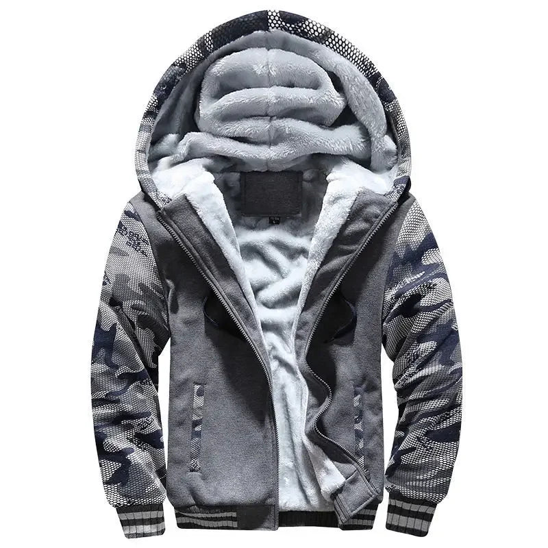 Heren fleece gewatteerde jas met capuchon
