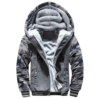 Heren fleece gewatteerde jas met capuchon