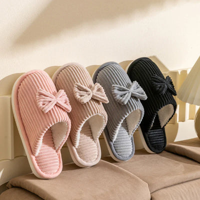 Warme pantoffels voor dames met strikdetail