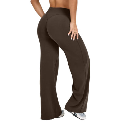 Dames Zachte Yogabroek Met Wijde Pijpen En Elastische Tailleband | Casual