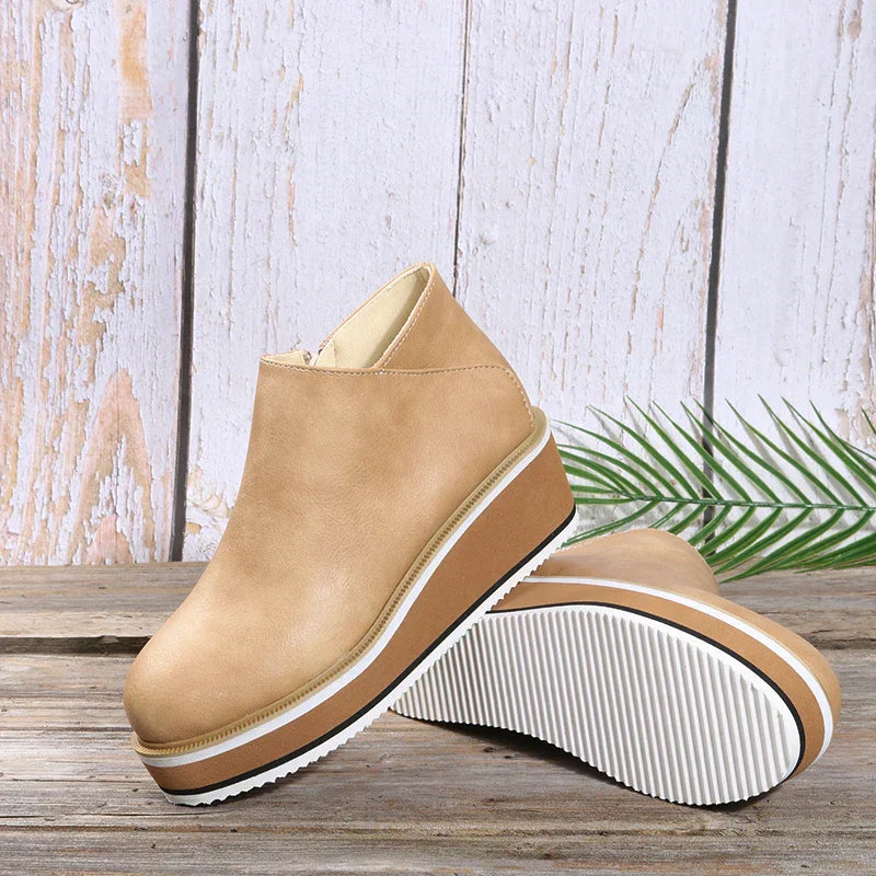 Enkelboots met rits en plateauzool voor dames