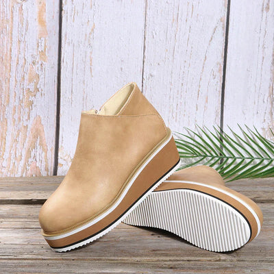 Enkelboots met rits en plateauzool voor dames