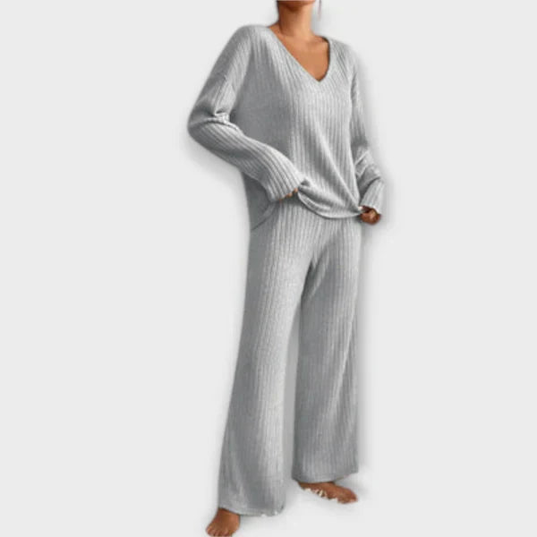 Casual dames loungepak met ribbeltextuur