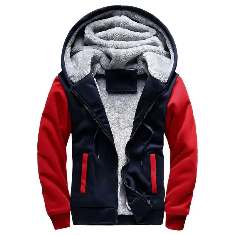 Heren fleece gewatteerde jas met capuchon