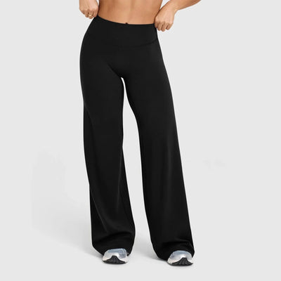 Dames Zachte Yogabroek Met Wijde Pijpen En Elastische Tailleband | Casual