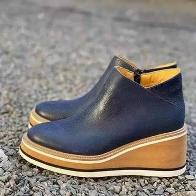 Enkelboots met rits en plateauzool voor dames
