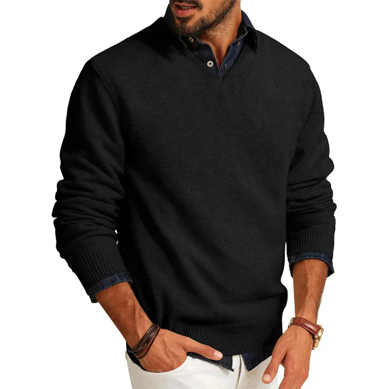 Heren Trui met V-Hals | Casual Pullover over Overhemd