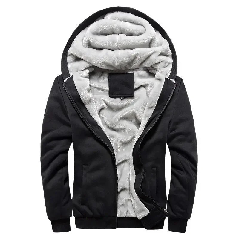 Heren fleece gewatteerde jas met capuchon