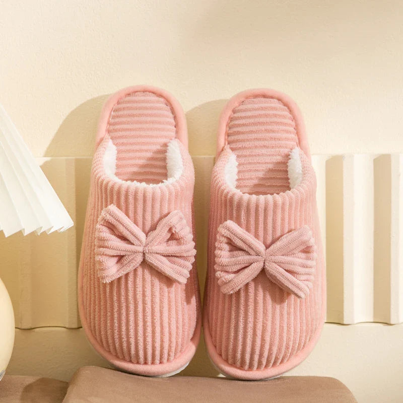 Warme pantoffels voor dames met strikdetail