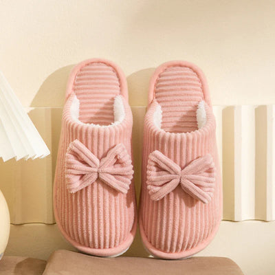 Warme pantoffels voor dames met strikdetail