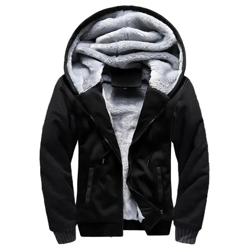 Heren fleece gewatteerde jas met capuchon