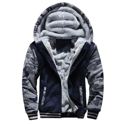 Heren fleece gewatteerde jas met capuchon