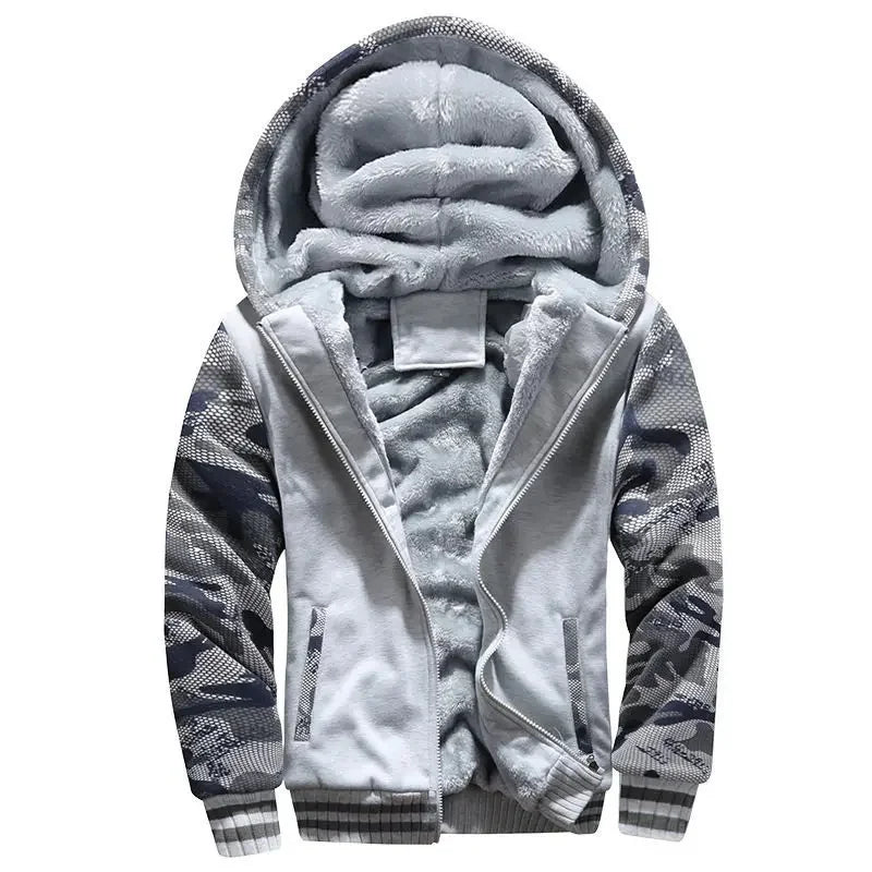 Heren fleece gewatteerde jas met capuchon