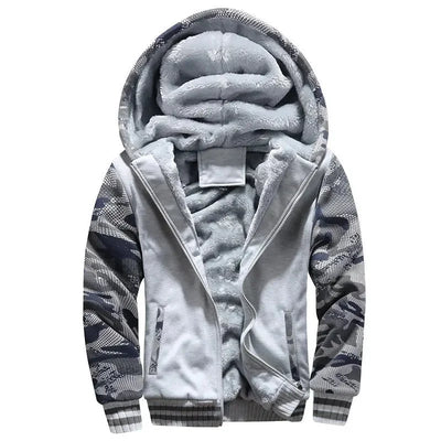 Heren fleece gewatteerde jas met capuchon