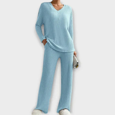 Casual dames loungepak met ribbeltextuur