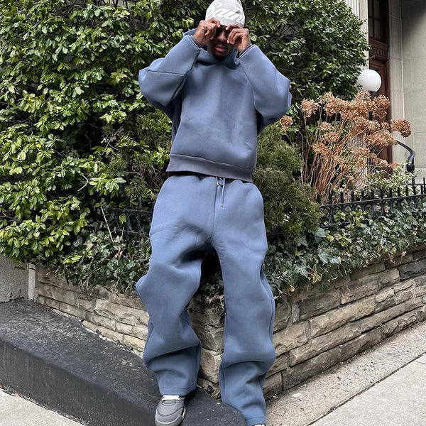2-delig Vintage Cotton Tracksuit | Casual Look voor Elke Dag | Hoodie en Rechte Broek