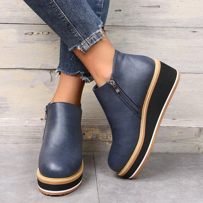 Enkelboots met rits en plateauzool voor dames