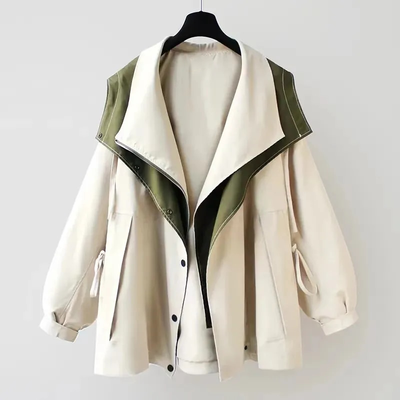 Dames Jas met Grote Kraag | Modieuze Oversized Regenjas