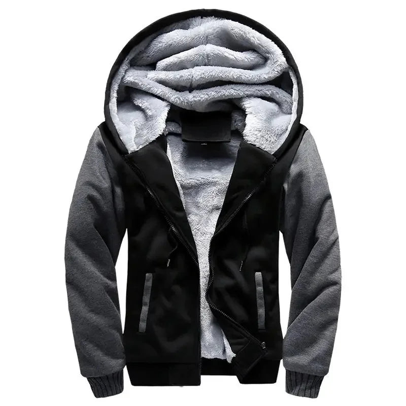 Heren fleece gewatteerde jas met capuchon