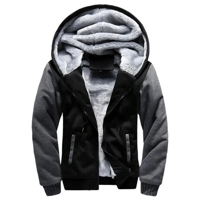 Heren fleece gewatteerde jas met capuchon