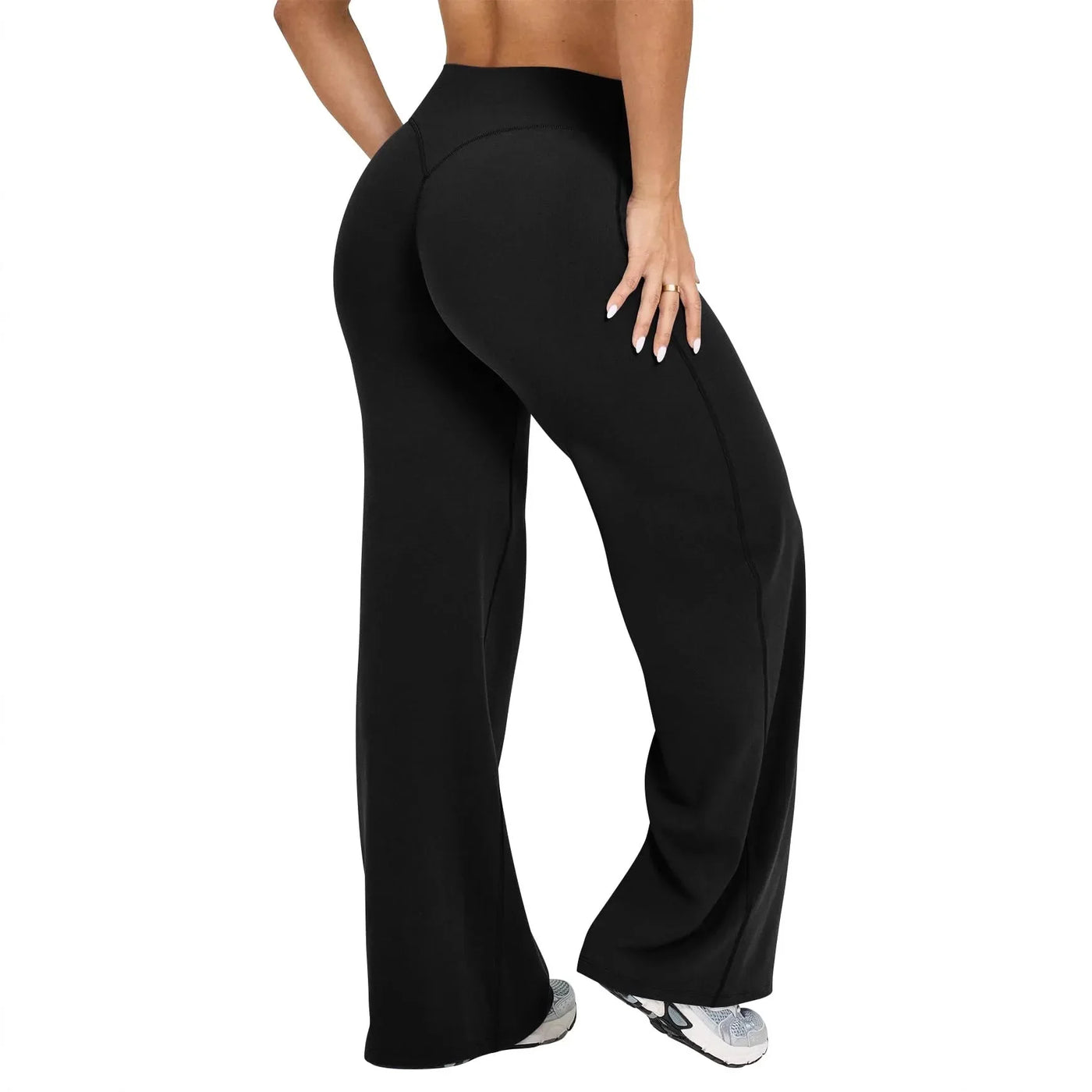 Dames Zachte Yogabroek Met Wijde Pijpen En Elastische Tailleband | Casual