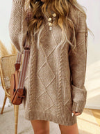 Robe pull tricotée pour dames avec motif torsadé | Pull oversize