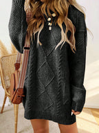 Robe pull tricotée pour dames avec motif torsadé | Pull oversize