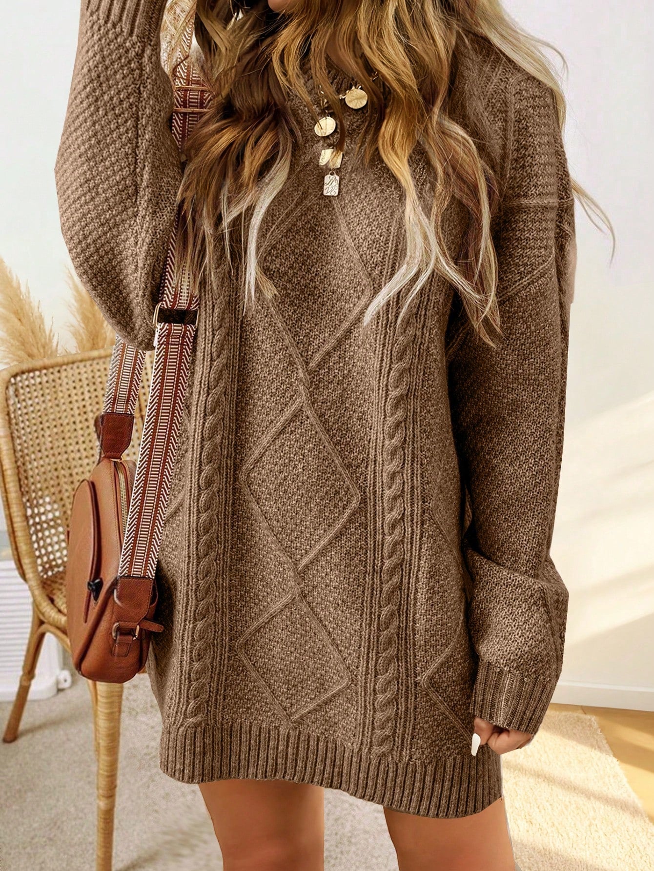 Kabel Truidjurk | Taupe met Ribgebreide Boorden