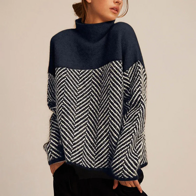 Pull tricoté pour dames | Pull chevrons à col montant