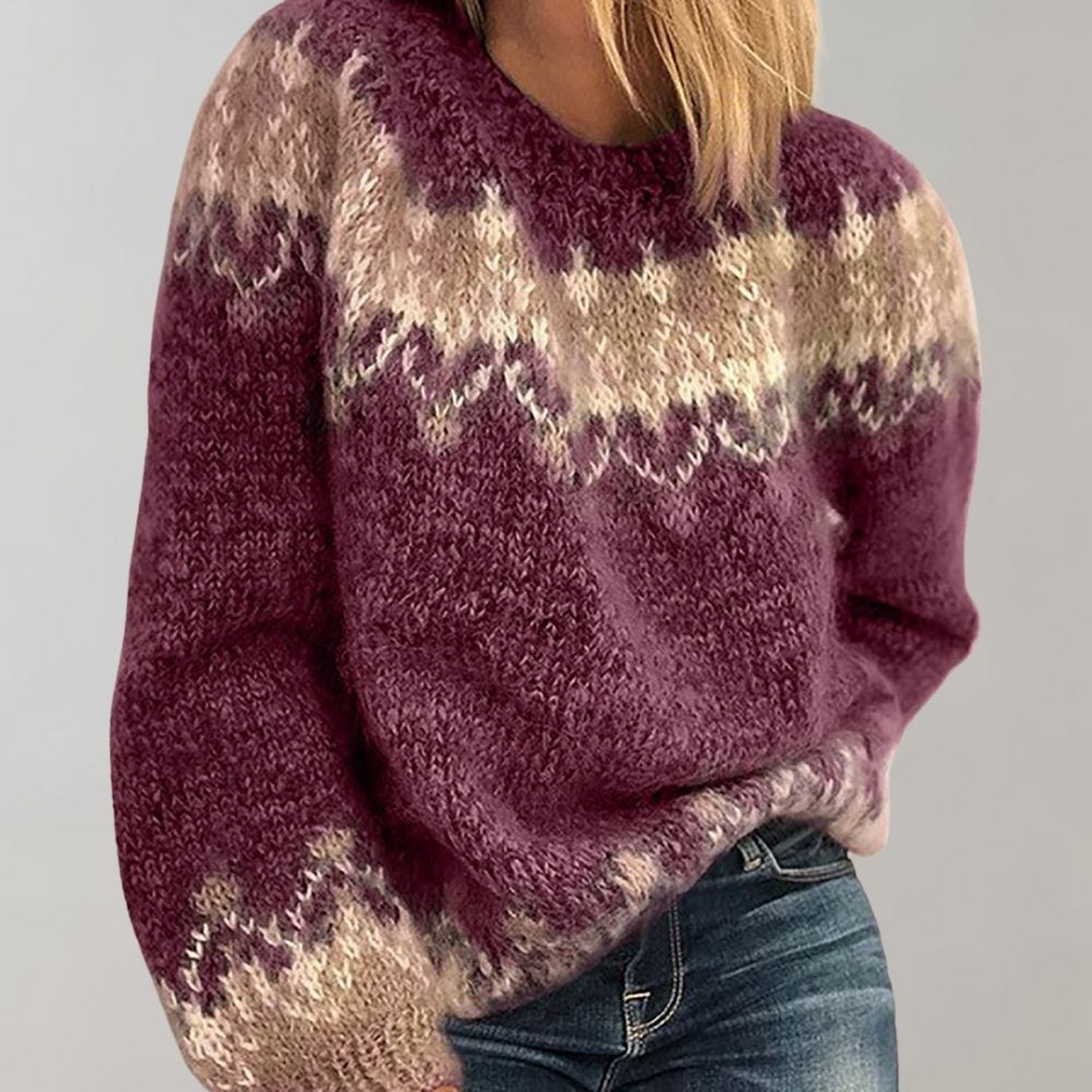 Grofgebreide trui met ronde hals voor dames casual