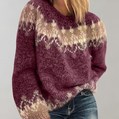 Grofgebreide trui met ronde hals voor dames casual