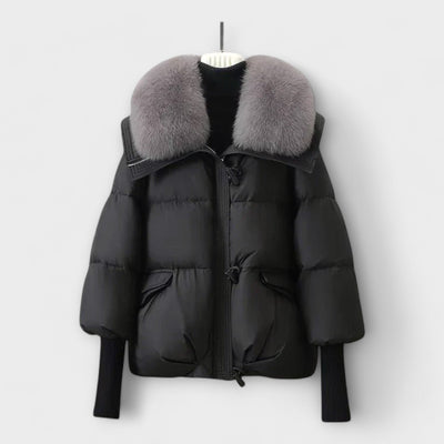 Winterjas voor vrouwen met imitatiebont en ceintuur