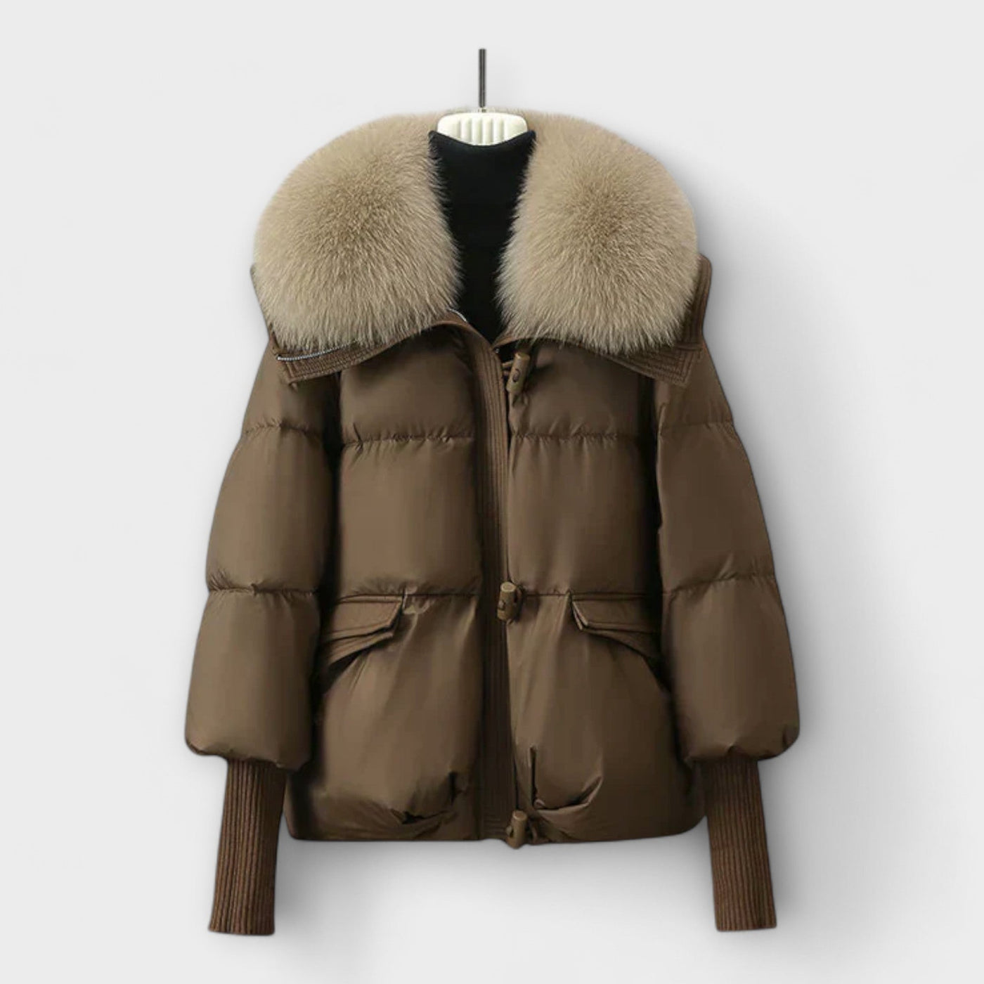 Winterjas voor vrouwen met imitatiebont en ceintuur