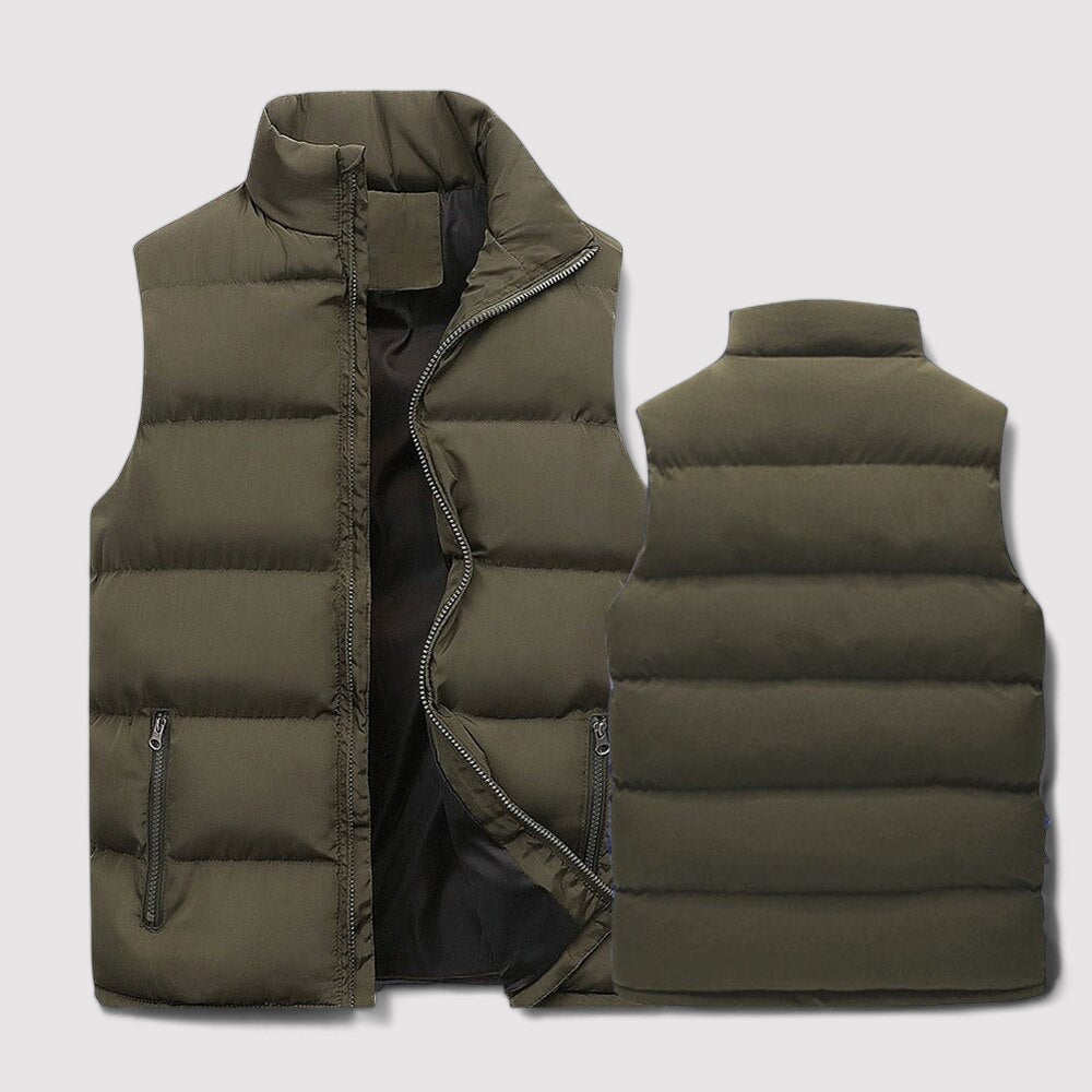 Warme herenbodywarmer met opstaande kraag