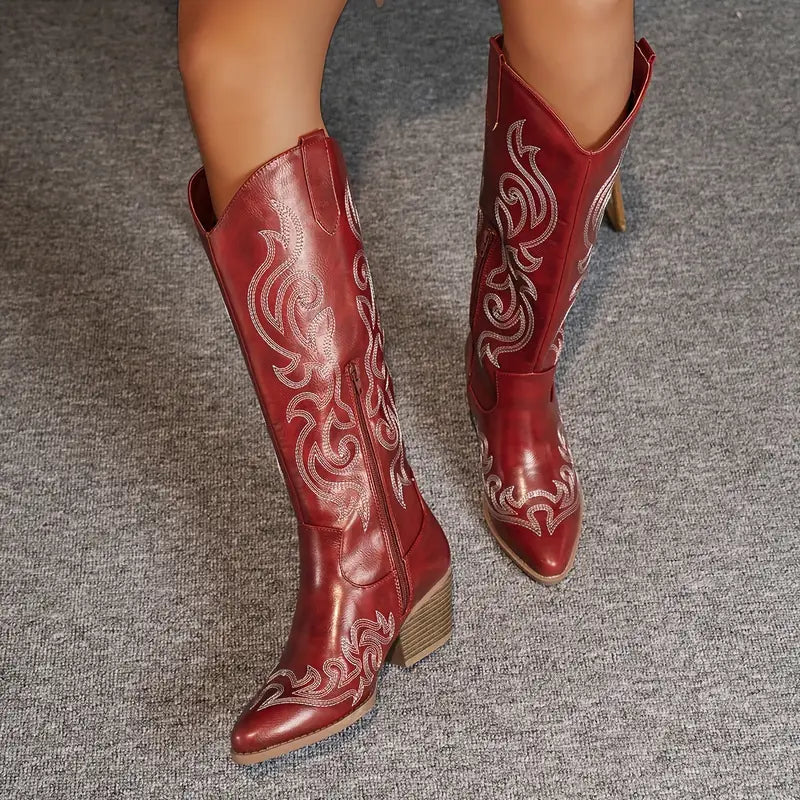 Dames Cowboylaars | Western Stijl Schoen met Hak