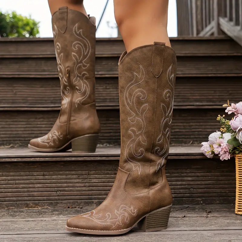 Dames Cowboylaars | Western Stijl Schoen met Hak