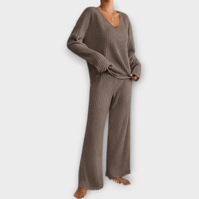 Casual dames loungepak met ribbeltextuur