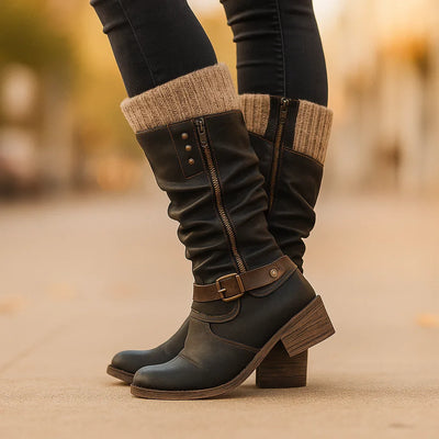 Dames Modieuze Hoge Laars Met Rits | Trendy Winterlaarzen