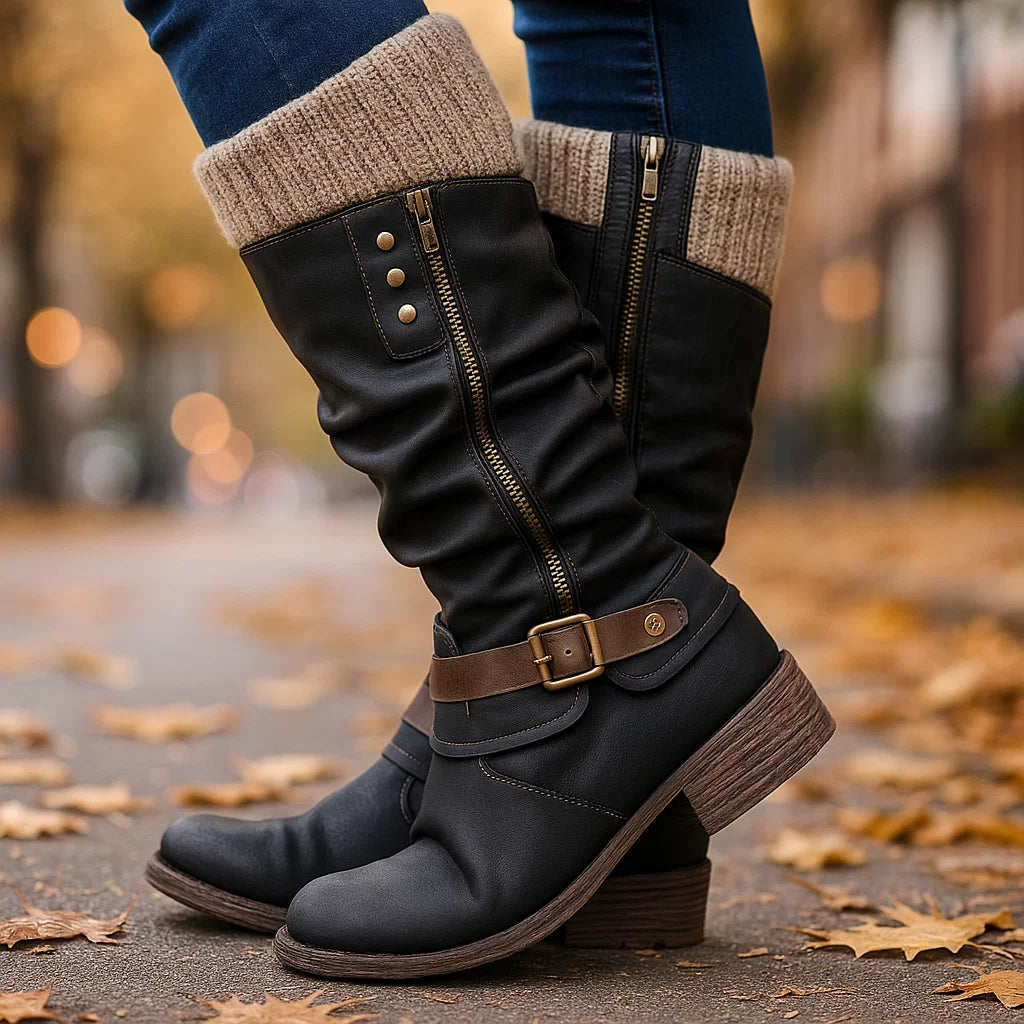 Dames Modieuze Hoge Laars Met Rits | Trendy Winterlaarzen