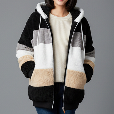 Damska miękka ciepła bluza z kapturem | Modna kurtka zimowa