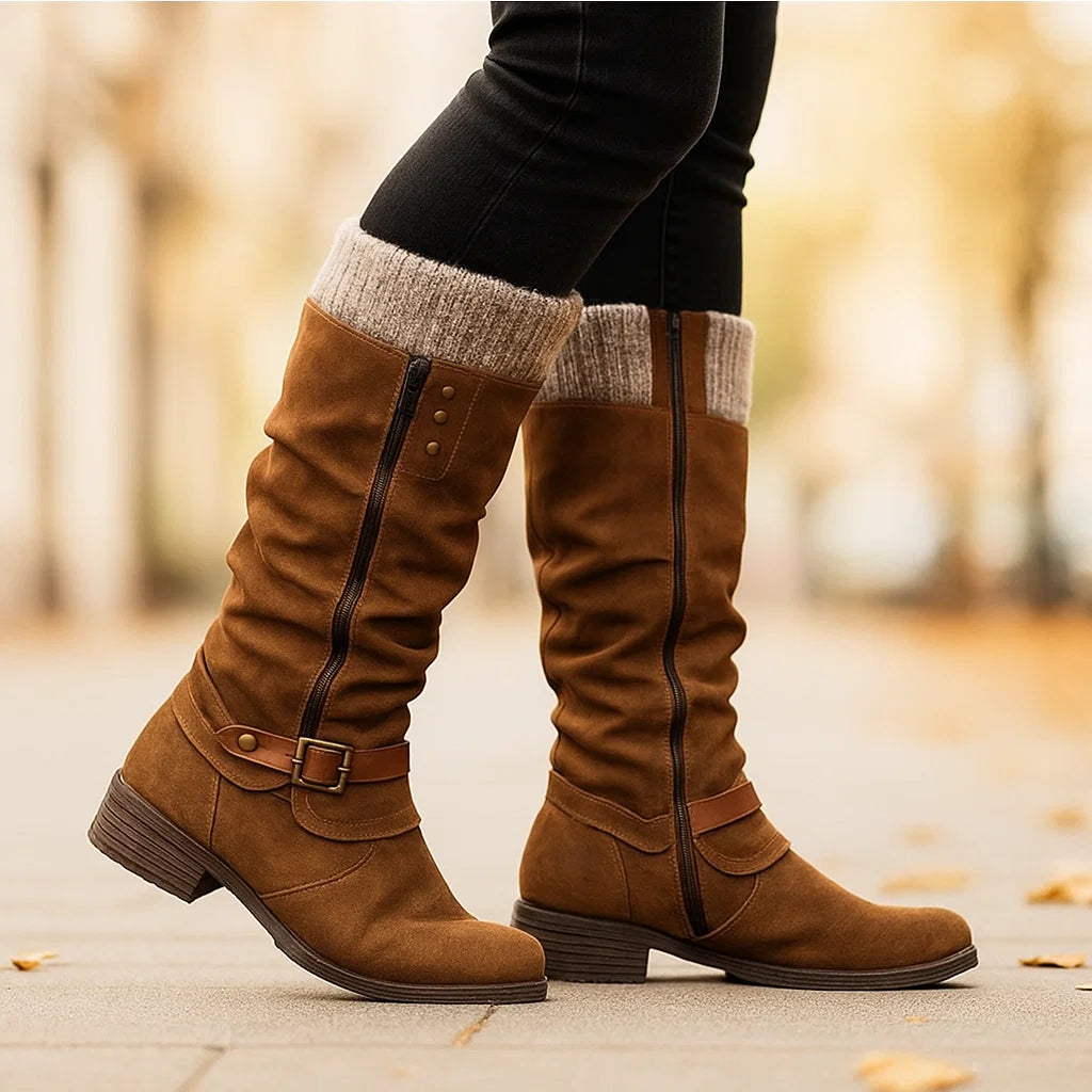 Dames Modieuze Hoge Laars Met Rits | Trendy Winterlaarzen