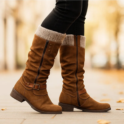 Dames Modieuze Hoge Laars Met Rits | Trendy Winterlaarzen